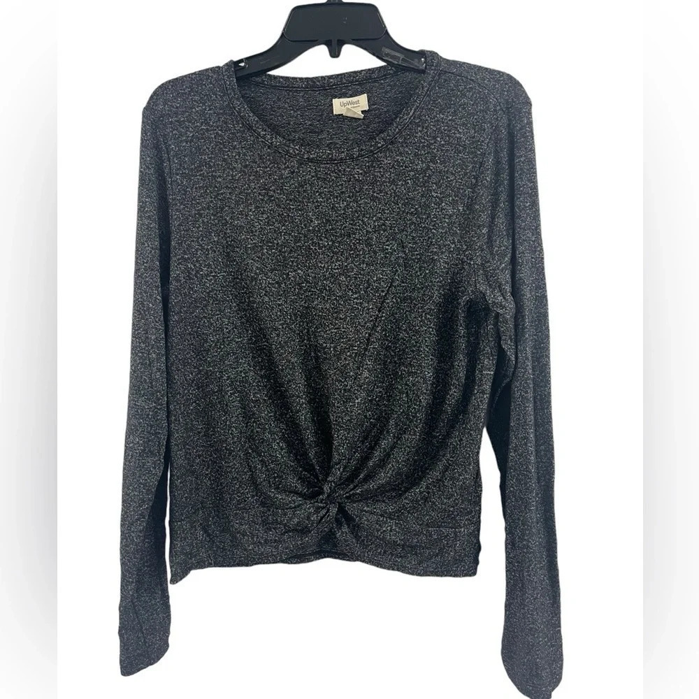UpWest Long Sleeve Twist Front Grey Shirt size Large